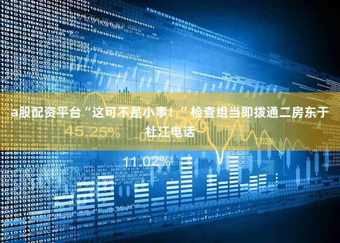 a股配资平台“这可不是小事！”检查组当即拨通二房东于杜江电话